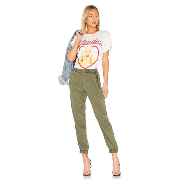 Young Fabulous & Broke Pants - Revolve YFB Army Green Martino Pants Joggers Zipper Elastic Pull On Twill